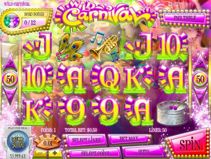 Immerse yourself in the vibrant atmosphere of the Wild Carnival slot 2